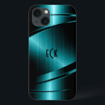 Monogramed Turquoise Green Metallic Design iPhone 13 Hoesje<br><div class="desc">Elegant turquoise groen metalen ontwerp, roestvrij staal ziet er uit met dynamische lijnen. en optioneel monogram. Het is beschikbaar op andere producten. Niet echt metaal maar afbeelding van metallische textuur. Als u om het even welke hulp het aanpassen, het veranderen van kleur, of iets anders aan om het even welk...</div>