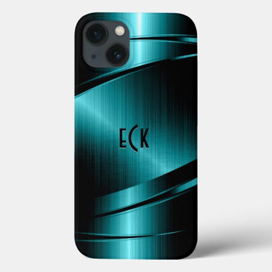 Monogramed Turquoise Green Metallic Design Case-Mate iPhone Case (Achterkant)