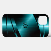 Monogramed Turquoise Green Metallic Design Case-Mate iPhone Case (Achterkant (horizontaal))