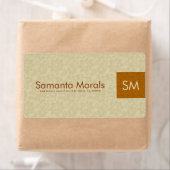 Monogramed Vet Modern Beige & Bruin Damasks 2 Etiket (Insitu)