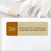 Monogramed Vet Modern Beige & Bruine Damasks Etiket (Insitu)