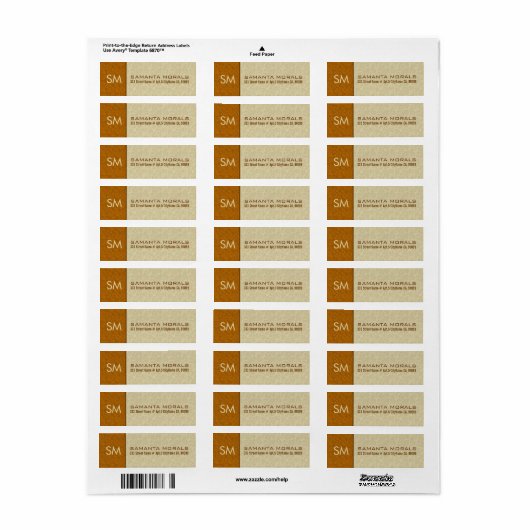 Monogramed Vet Modern Beige & Bruine Damasks Etiket (Full Sheet)