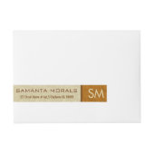 Monogramed Vet Modern Beige & Bruine Damasks Omwikkelbaar Adreslabel (Voorkant)