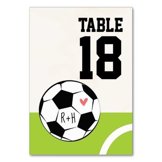 Monogramed Voetbal Hart Tafel Aantal Kaarten (Achterkant)