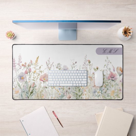 Monogramed Waterverf Wildbloemen Bloemenweide Bureaumat (Kantoor 1)