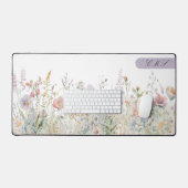 Monogramed Waterverf Wildbloemen Bloemenweide Bureaumat (Keyboard & Muis)