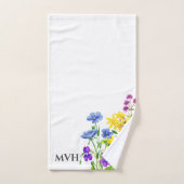 Monogramed Waterverf Wilde Bloemen Bad Handdoek (Handdoek)