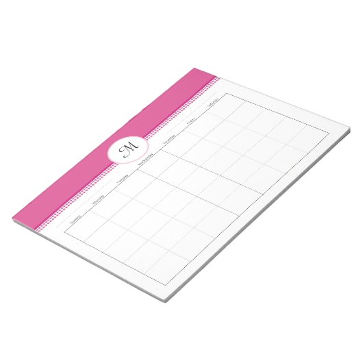 Monogramed Weekly Planner 40 pg 11 x 8,5 Notitieblok (Schuin)