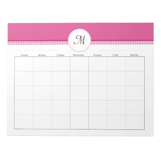Monogramed Weekly Planner 40 pg 11 x 8,5 Notitieblok (Voorkant)