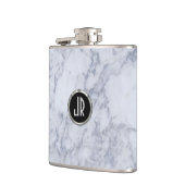 Monogramed White Marble Stone Pattern & Silver Heupfles (Links)