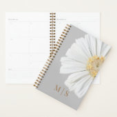 Monogramed witte wilde bloem op stoffig blauw planner (Display)