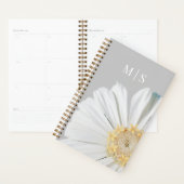Monogramed witte wilde bloem op stoffig blauw planner (Display)