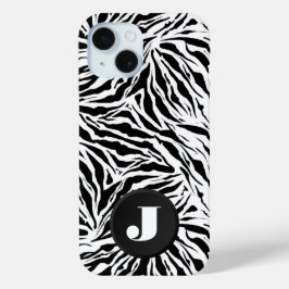 Monogramed Zebra Print iPhone 15 Case