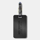 Monogramed zwart geborsteld aluminium textuur 2 bagagelabel (Achterkant verticaal)