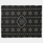 Monogramed Zwart & Glitter Kerstmis Sneeuwvlokken  Fleece Deken (Voorkant (Horizontaal))
