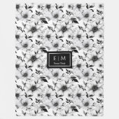 Monogramed zwart-wit deken met charme (Voorkant)