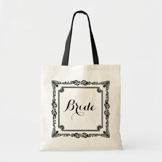 Monogramed zwart-wit Lijst Tote Bag (Voorkant)