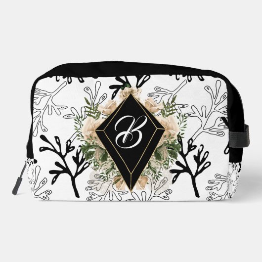 Monogramed zwarte diamant toilettasje (Achterkant)