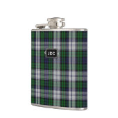 Monogramed Zwarte Horloge Jurk Tartan Plaid Flask Heupfles (Links)