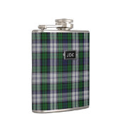 Monogramed Zwarte Horloge Jurk Tartan Plaid Flask Heupfles (Rechts)