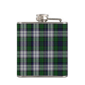 Monogramed Zwarte Horloge Jurk Tartan Plaid Flask Heupfles (Achterkant)