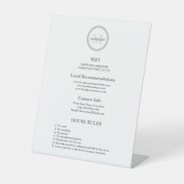 Monogramfositaliteit Hotel Guest Wifi en regels Reclamebord Met Voetstuk