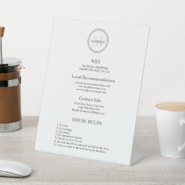 Monogramfositaliteit Hotel Guest Wifi en regels Reclamebord Met Voetstuk