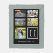 Monogramfotocollage van de roestgroene burlap fleece deken (Voorkant)