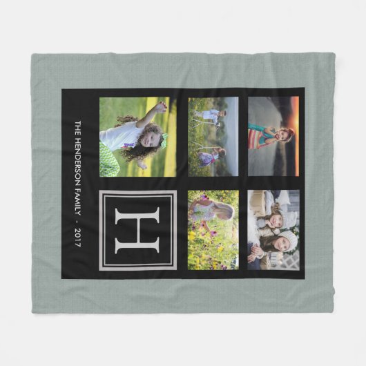 Monogramfotocollage van de roestgroene burlap fleece deken (Voorkant (Horizontaal))