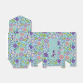 Monogramge kleurrijke retrotorbloemen en vogels 2 bedankdoosjes (Uitgevouwen)