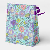 Monogramge kleurrijke retrotorbloemen en vogels 2 bedankdoosjes (Achterkant)