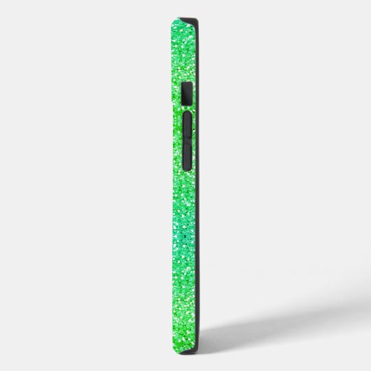 Monogramgradiënt blauw en groene glitterspargel Case-Mate iPhone case (Achterkant / Links)