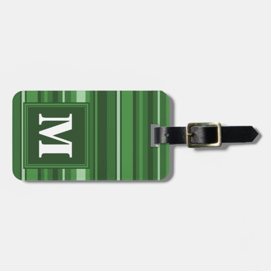 Monogramgroene strepen bagagelabel (Voorkant horizontaal)