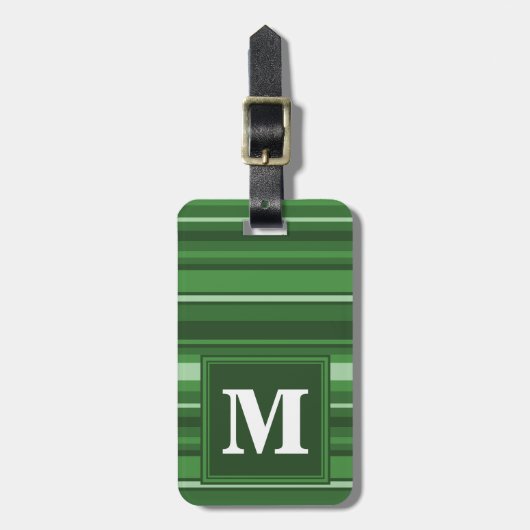 Monogramgroene strepen bagagelabel (Voorkant verticaal)