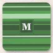 Monogramgroene strepen bier onderzetter (Voorkant)