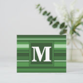 Monogramgroene strepen briefkaart (Staand voorkant)