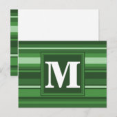 Monogramgroene strepen briefkaart (Voorkant / Achterkant)