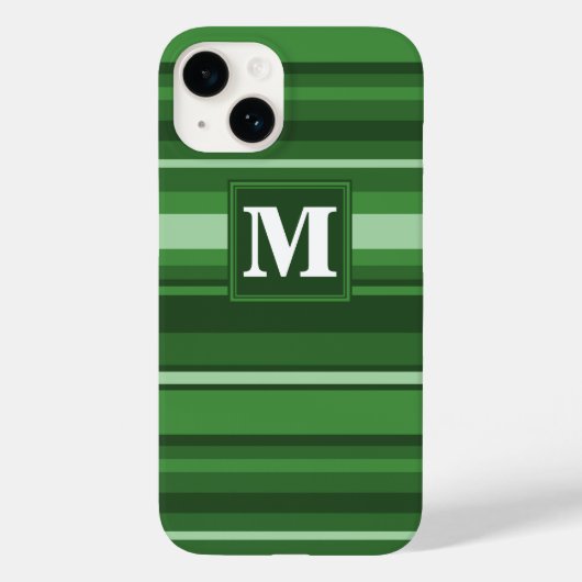 Monogramgroene strepen Case-Mate iPhone case (Achterkant)
