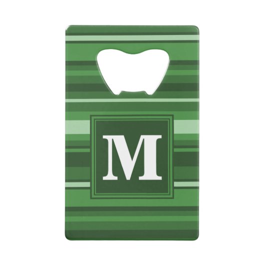 Monogramgroene strepen creditkaart flessenopener (Voorkant)