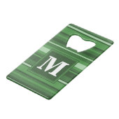 Monogramgroene strepen creditkaart flessenopener (Voorkant Gekanteld)