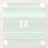 Monogramgroene strepen glazen onderzetter (Achterkant)