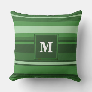 Monogramgroene strepen kussen