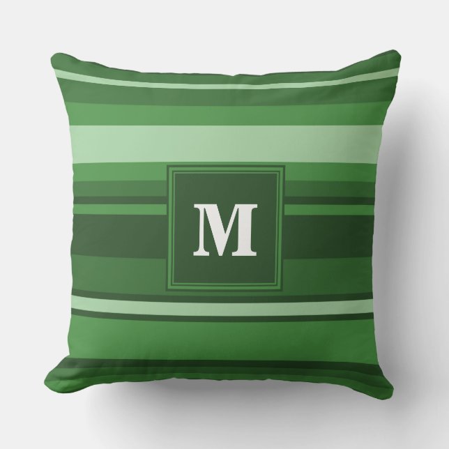 Monogramgroene strepen kussen (Voorkant)