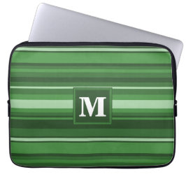 Monogramgroene strepen laptop sleeve