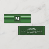Monogramgroene strepen mini visitekaartje (Voorkant / Achterkant)