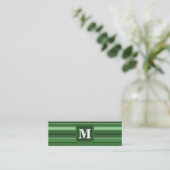 Monogramgroene strepen mini visitekaartje (Staand voorkant)