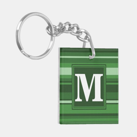Monogramgroene strepen sleutelhanger (Voorkant Links)