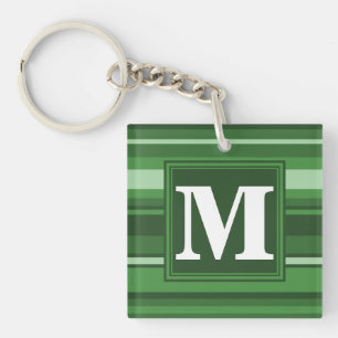 Monogramgroene strepen sleutelhanger