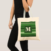 Monogramgroene strepen tote bag (Voorkant (product))