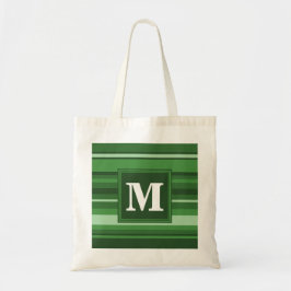 Monogramgroene strepen tote bag